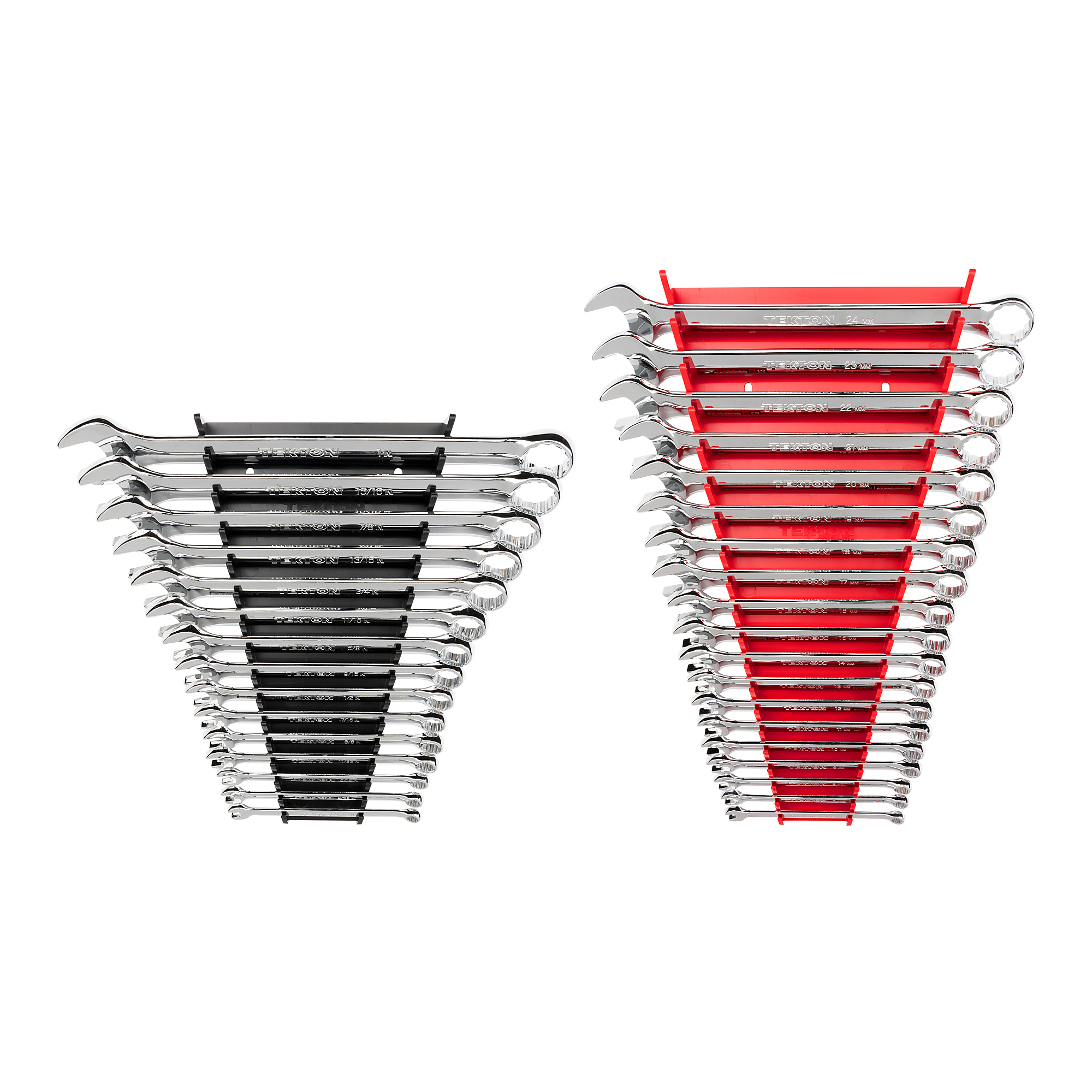 TEKTON Combination Wrench Set with Racks, 34-Piece (1/4-1 in., 6-24 mm) | WCB91301